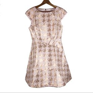Ted Baker Blush and Cream Houndstooth Midi Dress